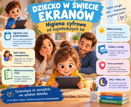 Dziecko w świecie ekranów. Ulotka o cyfryzacji dla rodziców